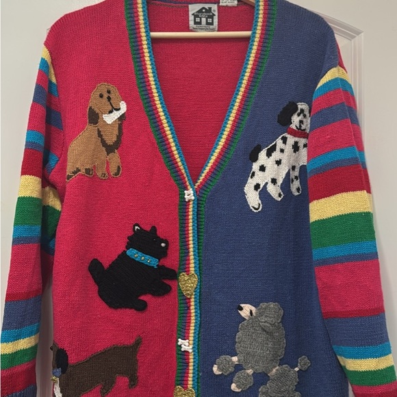 Storybook Knits Sweaters - Storybook Knits Red and Blue Cardigan